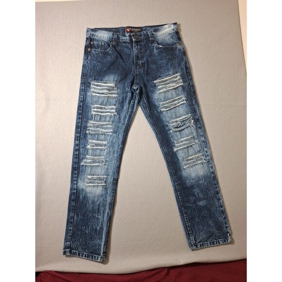 South Pole Jeans Mens 34X32 Blue Distressed  Loose Y2K Grunge Hip Hop Denim - Picture 1 of 11